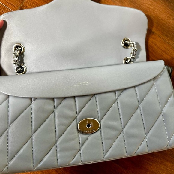 Coach Quilted Tabby Light Blue Leather Shoulder Bag - Picture 3 of 10